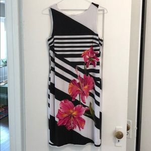 Frank Lyman dress - black and white, pink floral